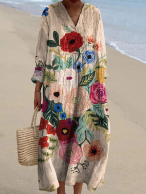 Women's Lightweight Summer Floral Print Maxi Dress